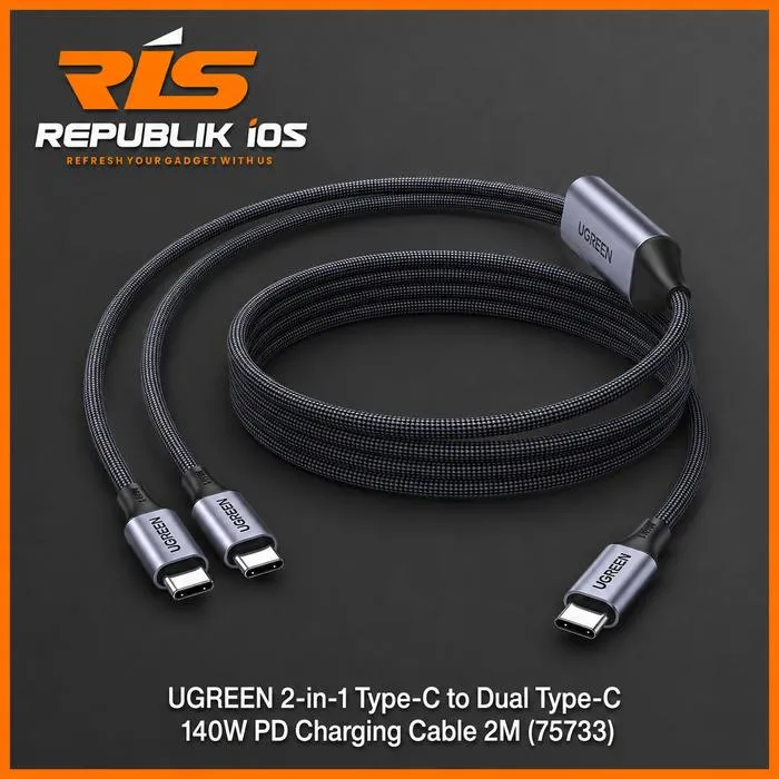 UGREEN 140W 2-in-1 Type-C to Dual Type-C PD Charging Cable 2M