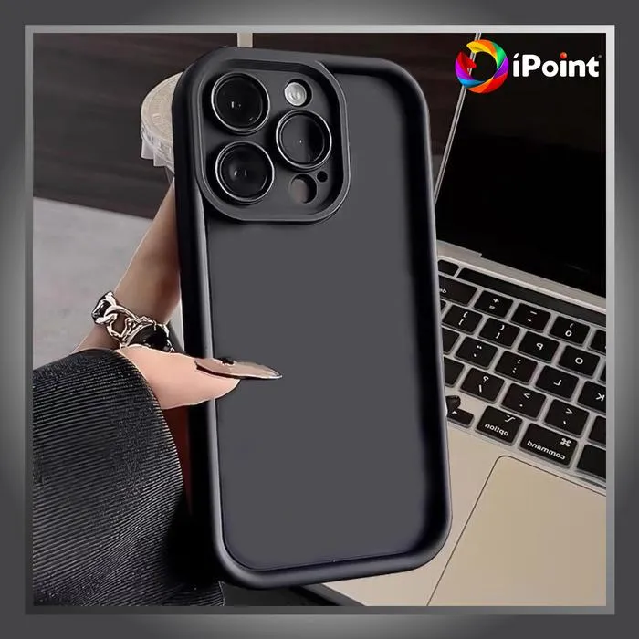 Case iPhone Bahan Soft Silicone Dengan Camera Protection Dan Anti Falling Case - Black