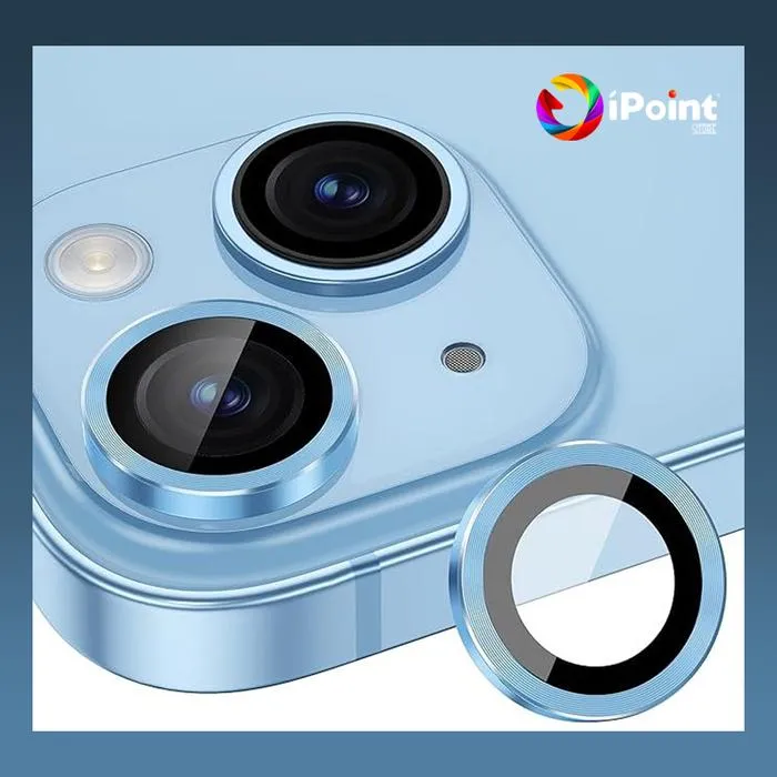iPhone 15 / 15 PLUS Metal Ring With Tempered Glass Camera Lens 1 set