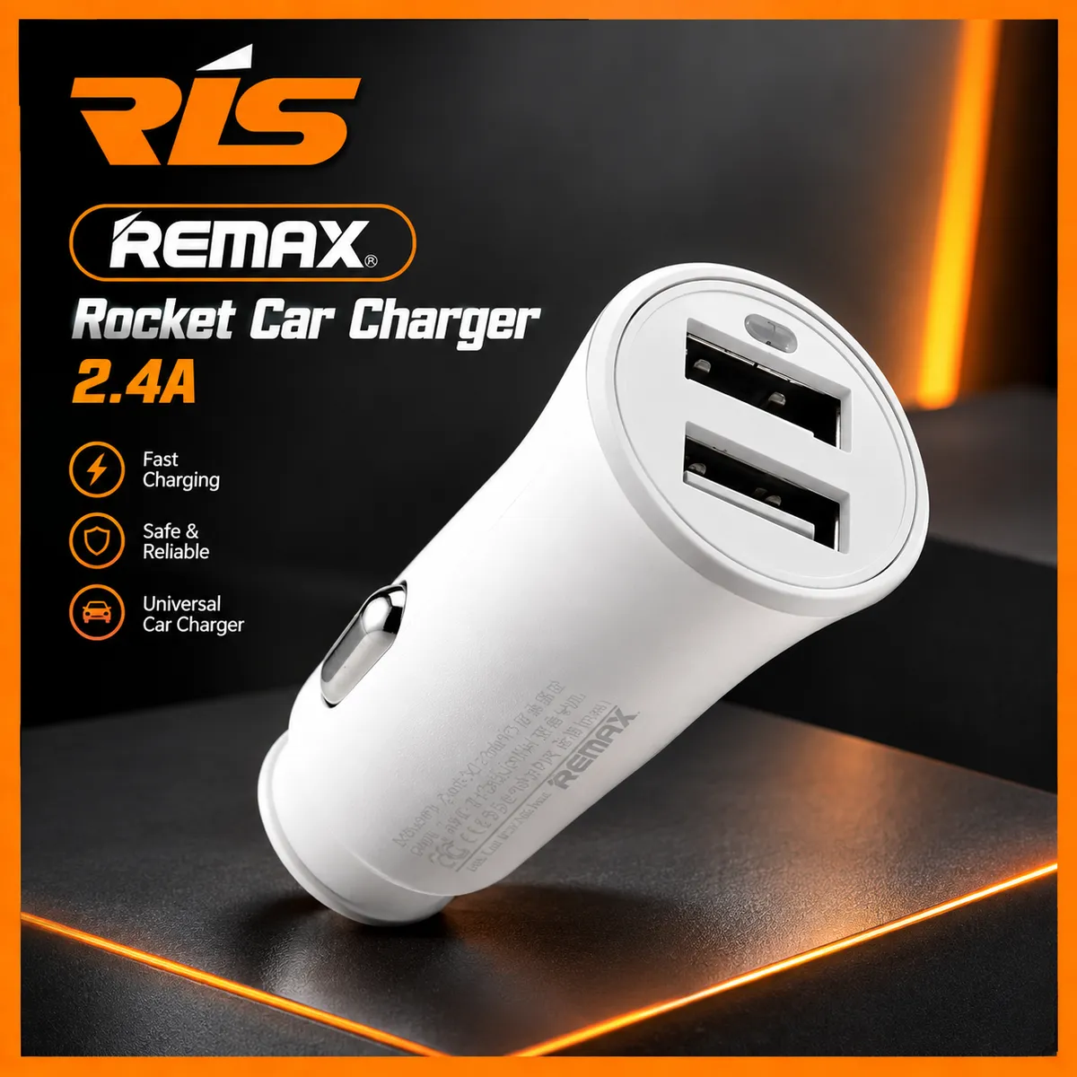 Remax Rocket DUAL PORT Car Charger 2.4A 5V