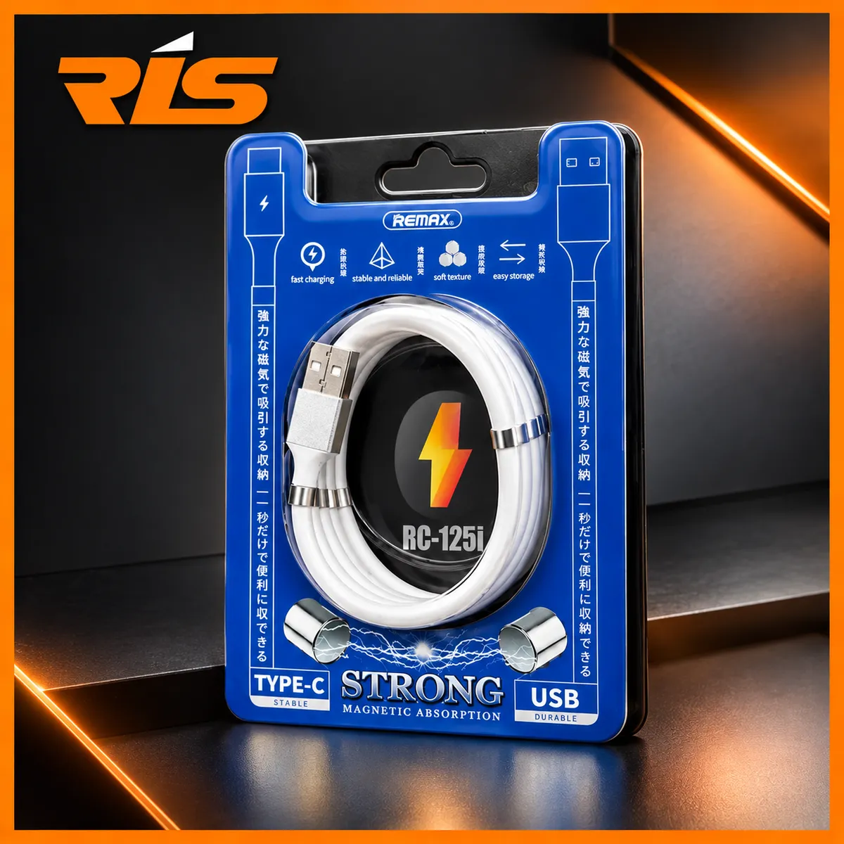 REMAX RC-125i Kabel USB to Lightning Magnetic Cable Putih