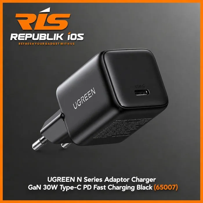 UGREEN 30W N Series Adaptor Charger GaN Type-C PD Fast Charging Black