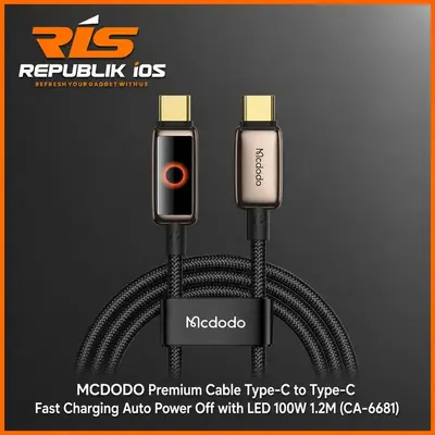 MCDODO Premium Cable Type-C to Type-C Fast Charging Auto Power Off with LED 100W 1.2M