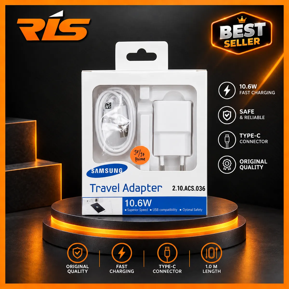 Charger Samsung J5/J7 Prime 1.55A White Micro USB Original 100%