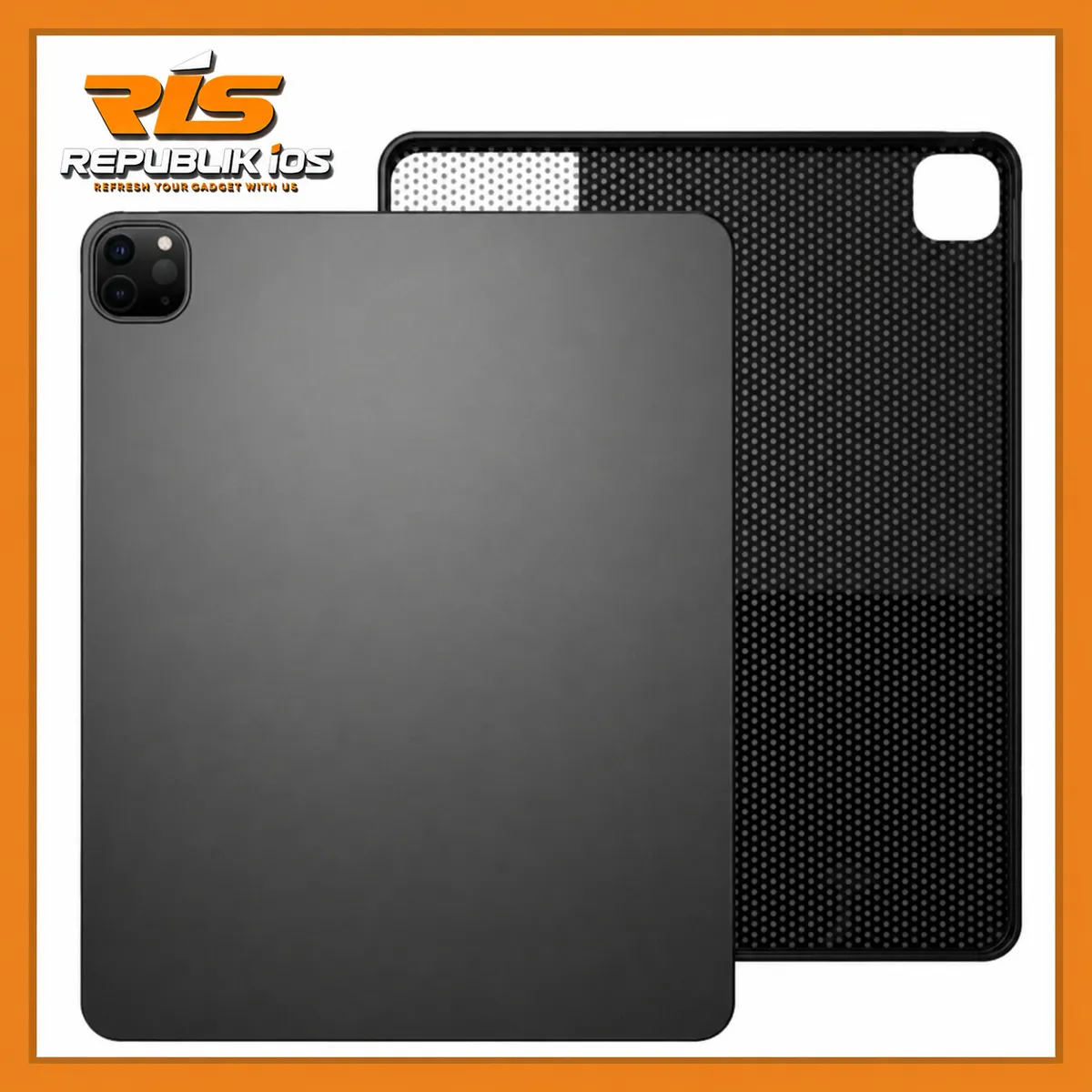 Case iPad TPU Silicone Non Stylus Slot Black Matte With 3D Honeycomb Texture, Anti Skid and Heat Dissipation - Back Case Only