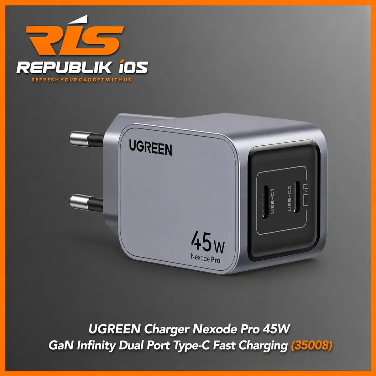 UGREEN 45W Charger Nexode Pro GaN Infinity Dual Port Type-C Fast Charging