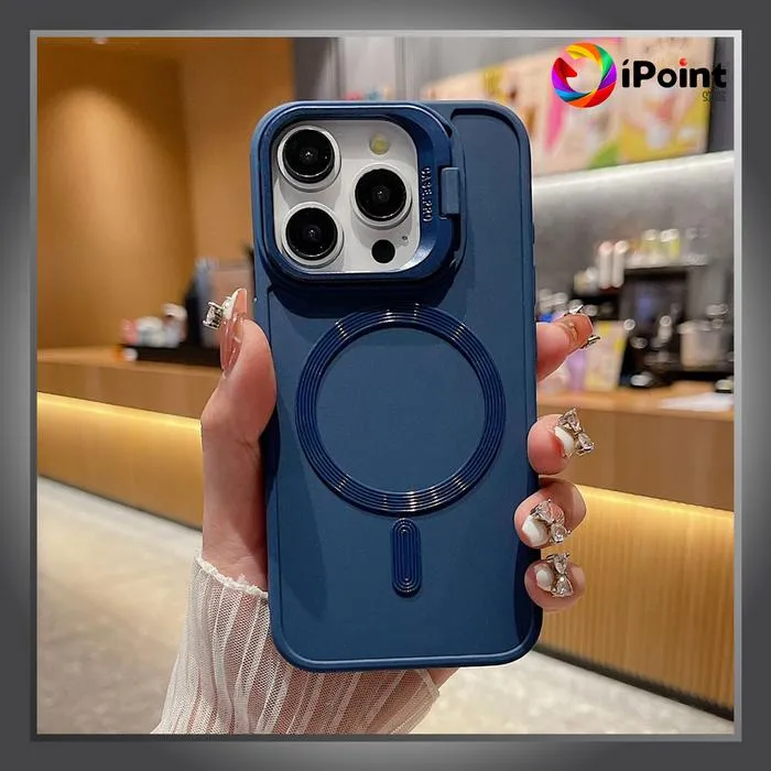 Silicone Case iPhone 15 Series With Magsafe and Window Camera Ring Stand Holder