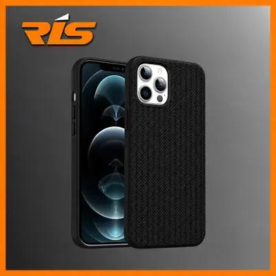 iPhone 13 Mini Silicone Softcase Knitted Woven Pattern Black