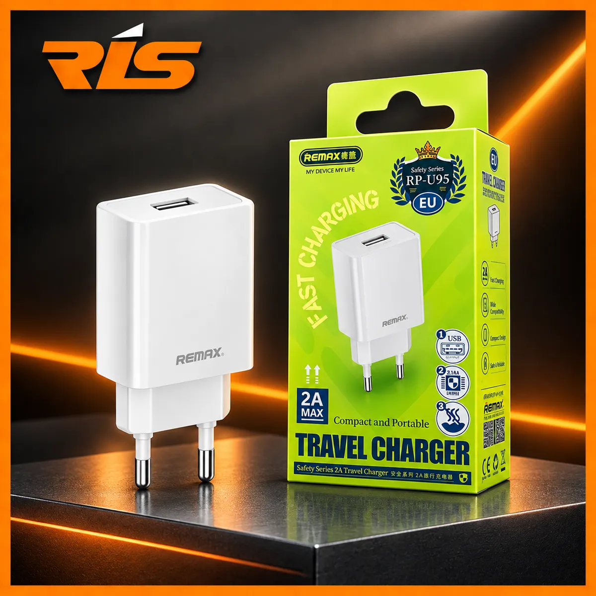 REMAX 10W 2A SINGLE PORT USB A TRAVEL CHARGER