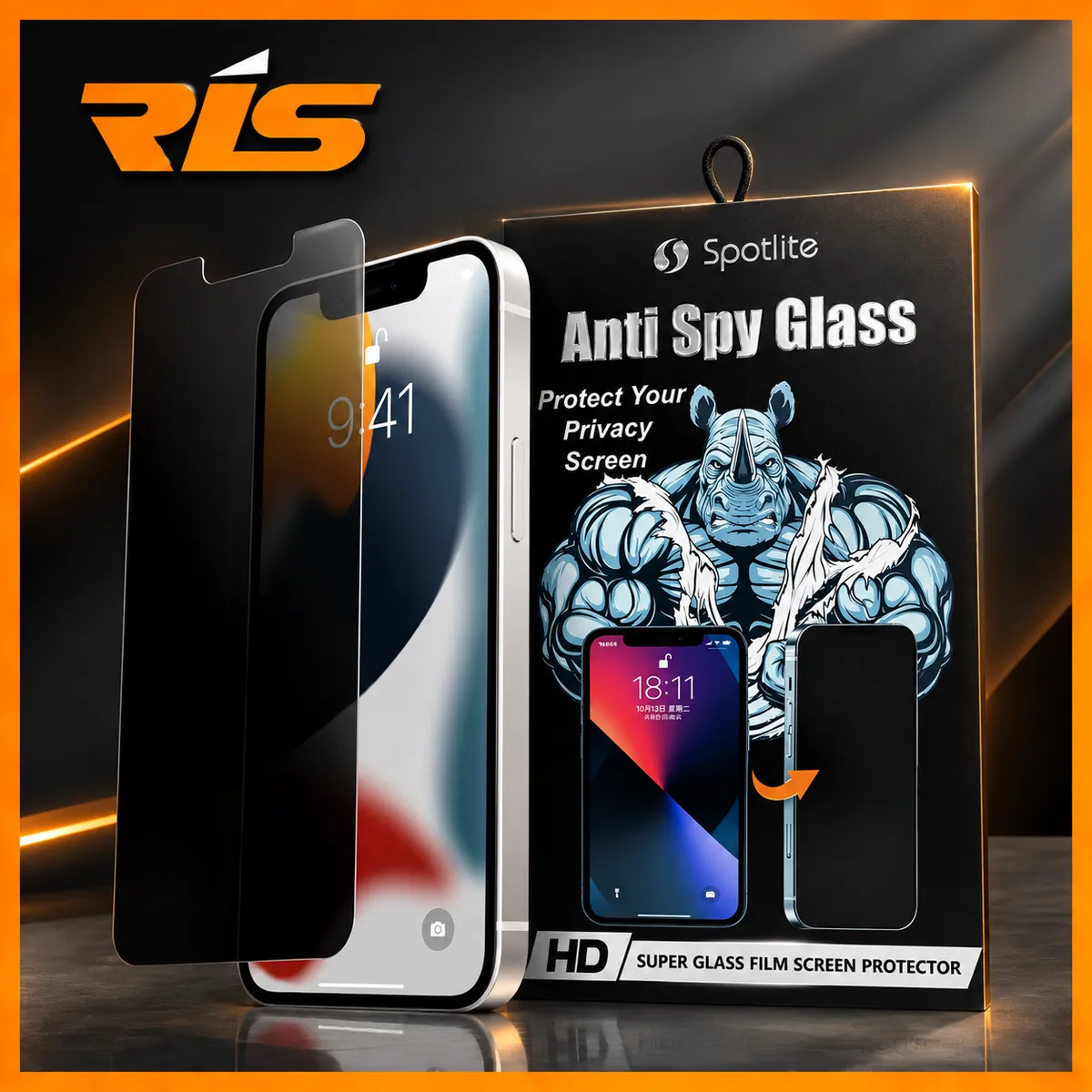 iPhone Premium Anti Spy Privacy Spotlite Full Tempered Glass