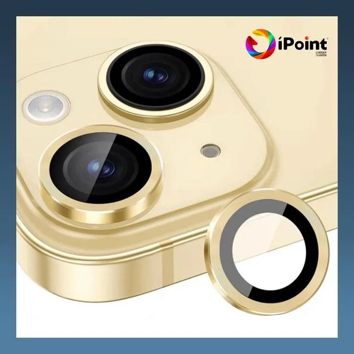iPhone 15 / 15 PLUS Metal Ring With Tempered Glass Camera Lens 1 set