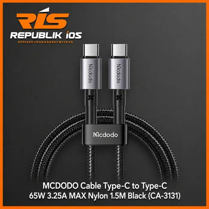 MCDODO 65W Cable Type-C to Type-C 3.25A MAX Nylon 1.5M Black