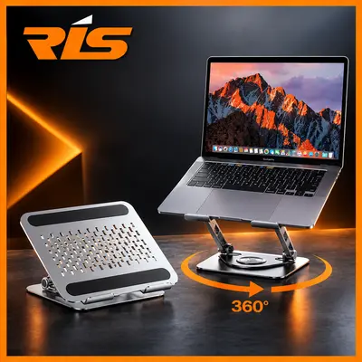 REMAX Precision Alloy Rotary Notebook Holder Support 360 Derajat Rotation, Portable and Foldable, High adjustable, Strong Material, Solid, Reliable, Support Large Panel