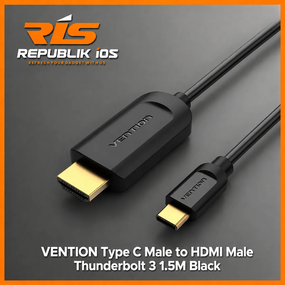 VENTION Type C Male to HDMI Male thunderbolt 3 Black - 1.5M