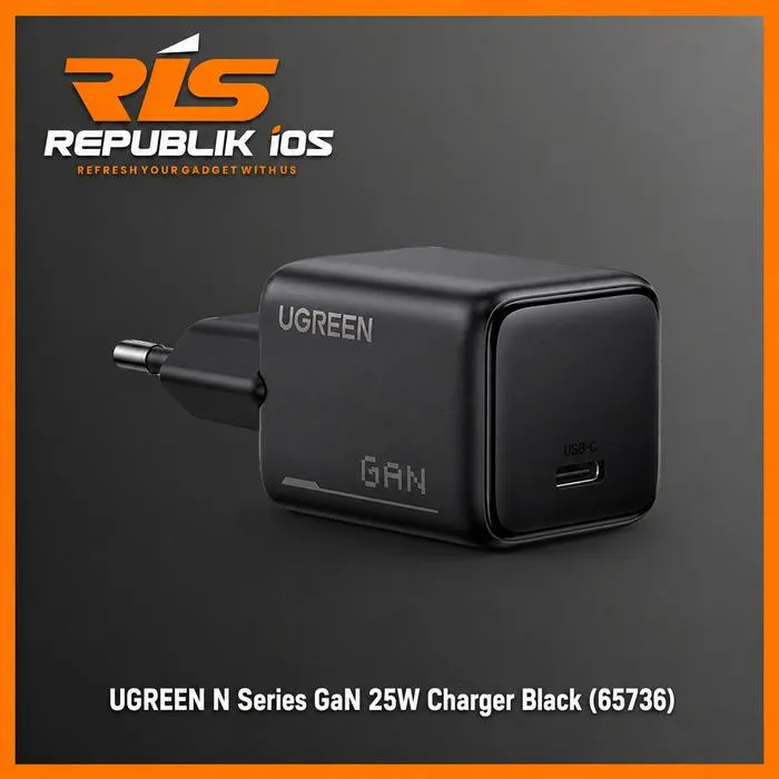 UGREEN 25W Adaptor Kepala Charger N Series GaN Nexode Pro 3A Type C Single Port Black Hitam Super Fast Charging Adapter 25 Watt Quick Charge PD