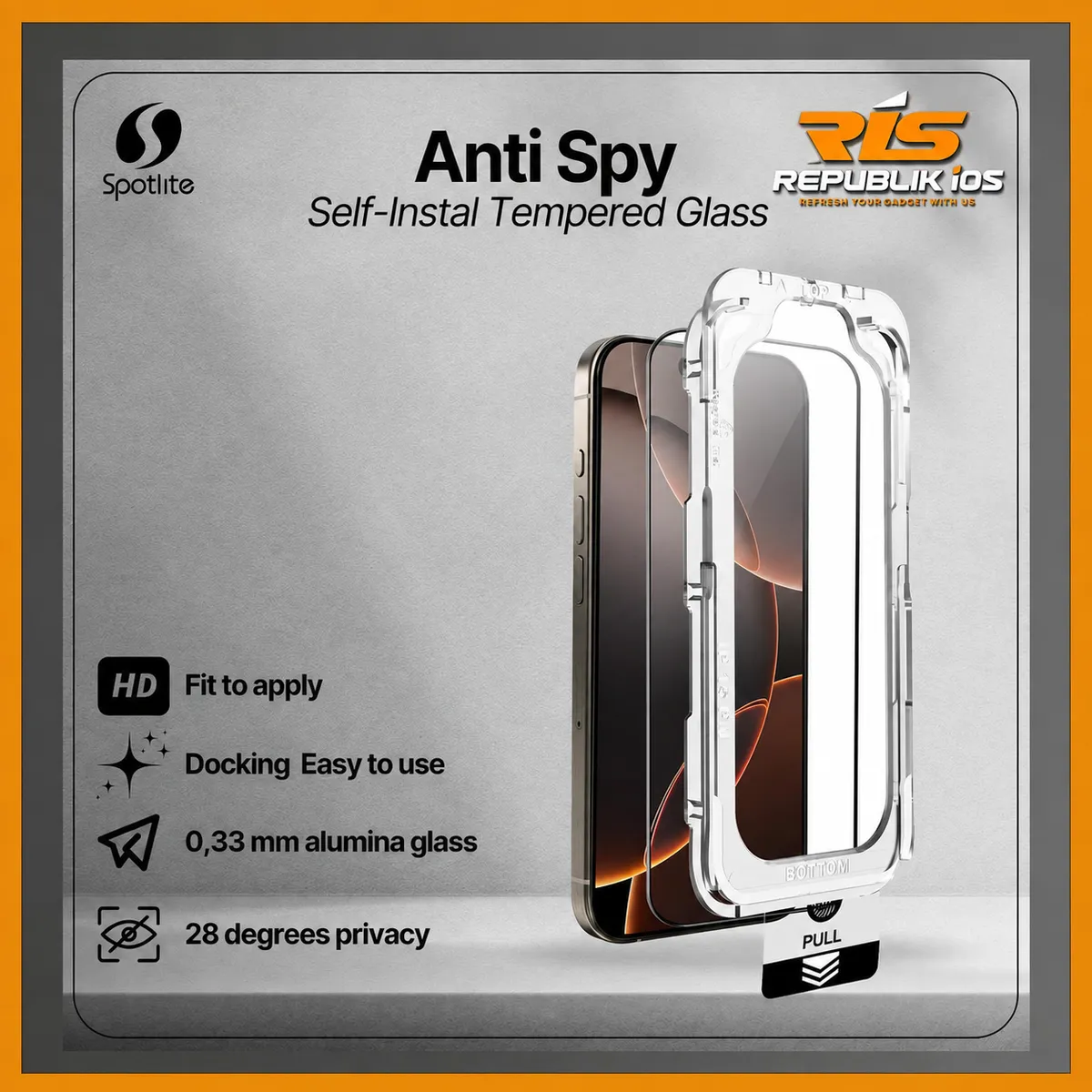 Spotlite Premium iPhone 15 Series Anti Spy Privacy Full Tempered Glass with installation Tray