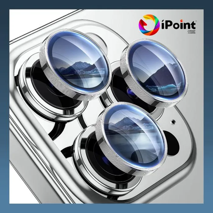 iPhone 15 PRO / 15 PROMAX Metal Ring With Tempered Glass Camera Lens 1 Set