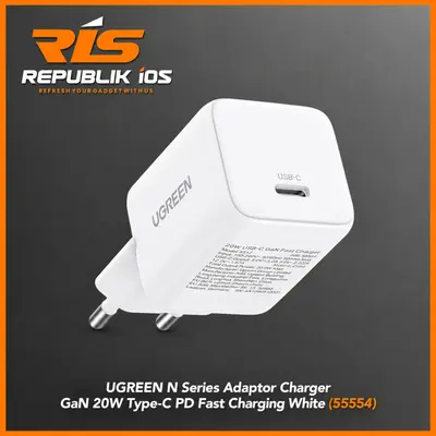 UGREEN 20W N Series Adaptor Charger GaN Type-C PD Fast Charging White