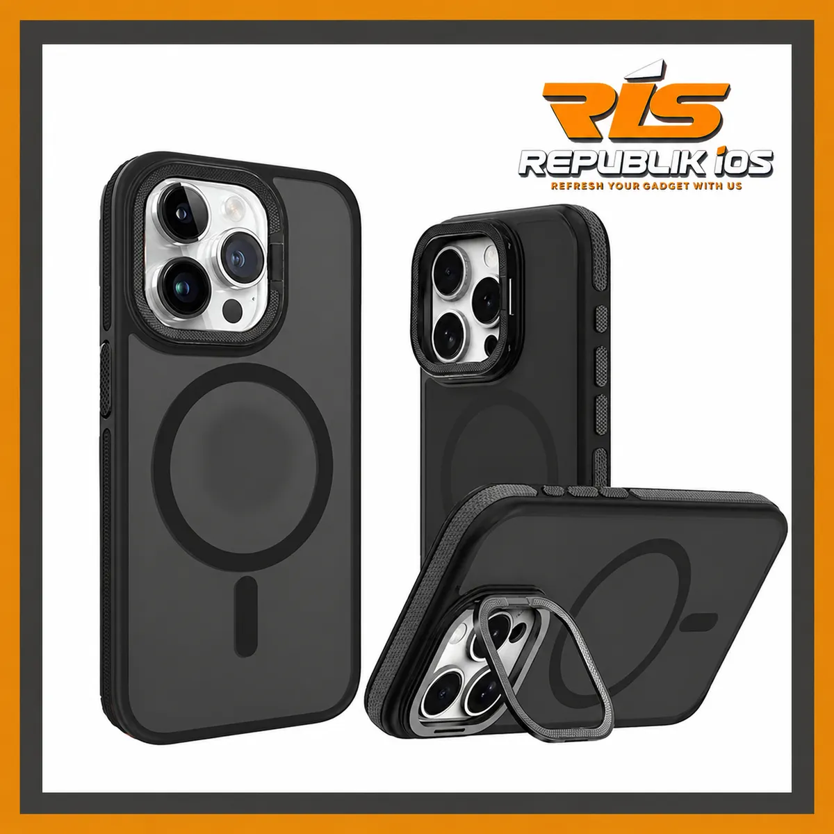 iPhone 15 Series Hybrid Dove Metal Lens Kick Stand Magsafe Case Casing Magnetic Wireless Charge Matte Finished