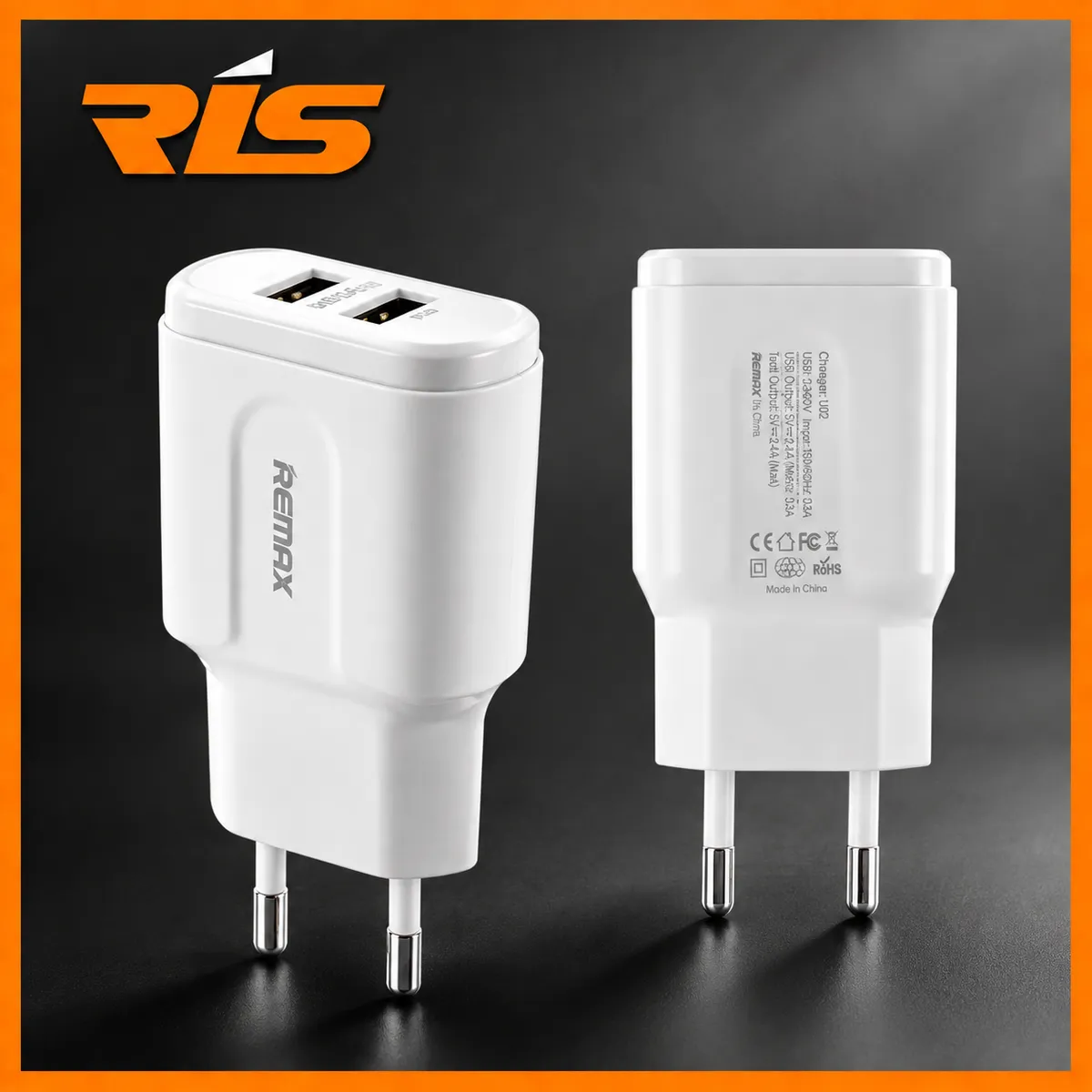 REMAX 2.4A DUAL PORT USB A ADAPTER CHARGER + CABLE 1M